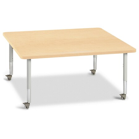 Jonti-Craft Berries Square Activity Table, 48 in. x 48 in., Mobile, Maple/Maple/Gray 6418JCM251